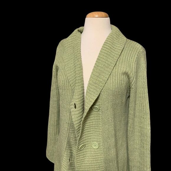 Coatigan Cardigan Double Breasted Long Sleeved Sweater LG - Picture 3 of 6